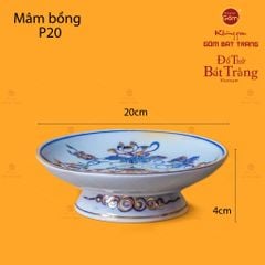 Mâm Bồng Men Lam Vẽ Vàng Họa Tiết Hoa Sen