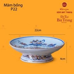 Mâm Bồng Men Lam Vẽ Vàng Họa Tiết Hoa Sen