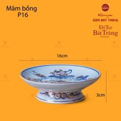 Mâm Bồng Men Lam Vẽ Vàng Họa Tiết Hoa Sen