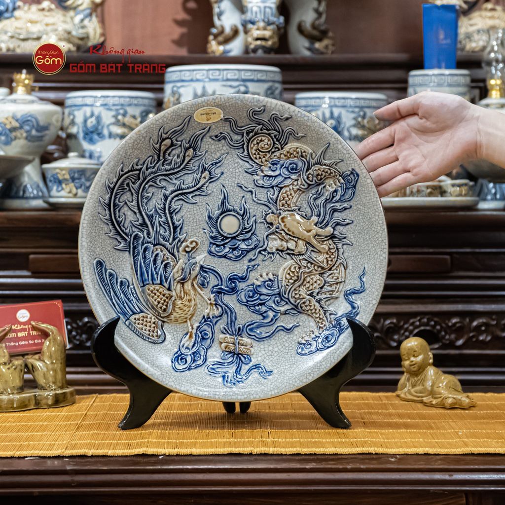 Mâm Bồng Men Rạn Họa Tiết Long Phụng Trình Tường