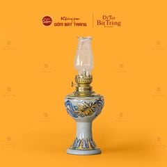 Đèn Dầu Thờ Men Hoàng Tộc Vẽ Vàng Họa Tiết Cuốn Thư