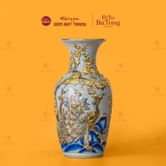 Lọ Hoa Thờ Men Hoàng Tộc Vẽ Vàng Họa Tiết Công Đào