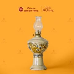 Đèn Dầu Thờ Men Hoàng Tộc Vẽ Vàng Họa Tiết Cuốn Thư