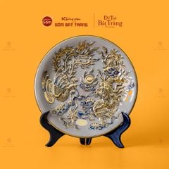 Mâm Bồng Men Hoàng Tộc Vẽ Vàng Họa Tiết Long Phụng Trình Tường