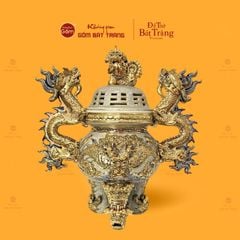 Đỉnh Hương Thờ Men Rạn Vẽ Vàng