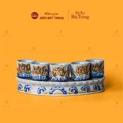 Bộ Kỷ 5 Chén Thờ Cong Men Rạn