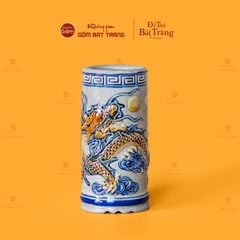 Ống Hương Men Rạn Họa Tiết Rồng Chầu Nhật