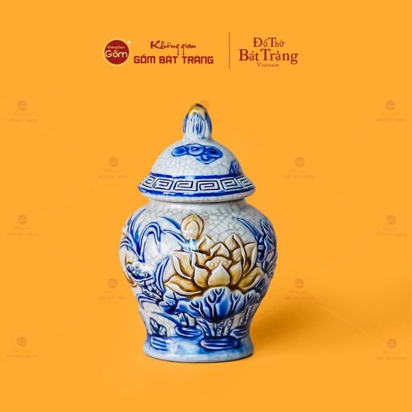 Chóe Thờ Men Rạn Họa Tiết Hoa Sen