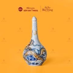 Nậm Rượu Thờ Men Rạn Họa Tiết Kim Long Chầu Nhật