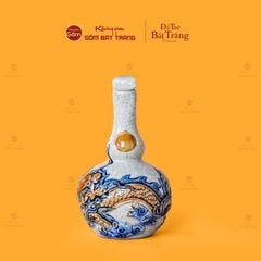 Nậm Rượu Thờ Hai Bầu Men Rạn Họa Tiết Rồng Chầu Nhật