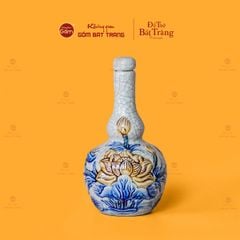 Nậm Rượu Thờ Hai Bầu Men Rạn Họa Tiết Hoa Sen