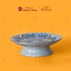 Mâm Bồng Men Rạn Họa Tiết Song Long