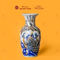 Lọ Hoa Thờ Men Rạn Họa Tiết Công Đào