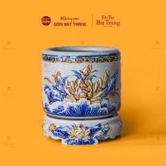 Bát Hương Thờ Men Rạn Họa Tiết Hoa Sen