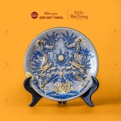 Mâm Bồng Men Rạn Họa Tiết Song Long