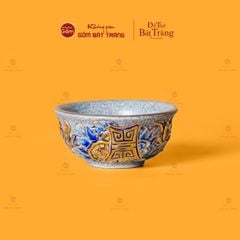Bát Cơm Thờ Men Rạn Vẽ Vàng