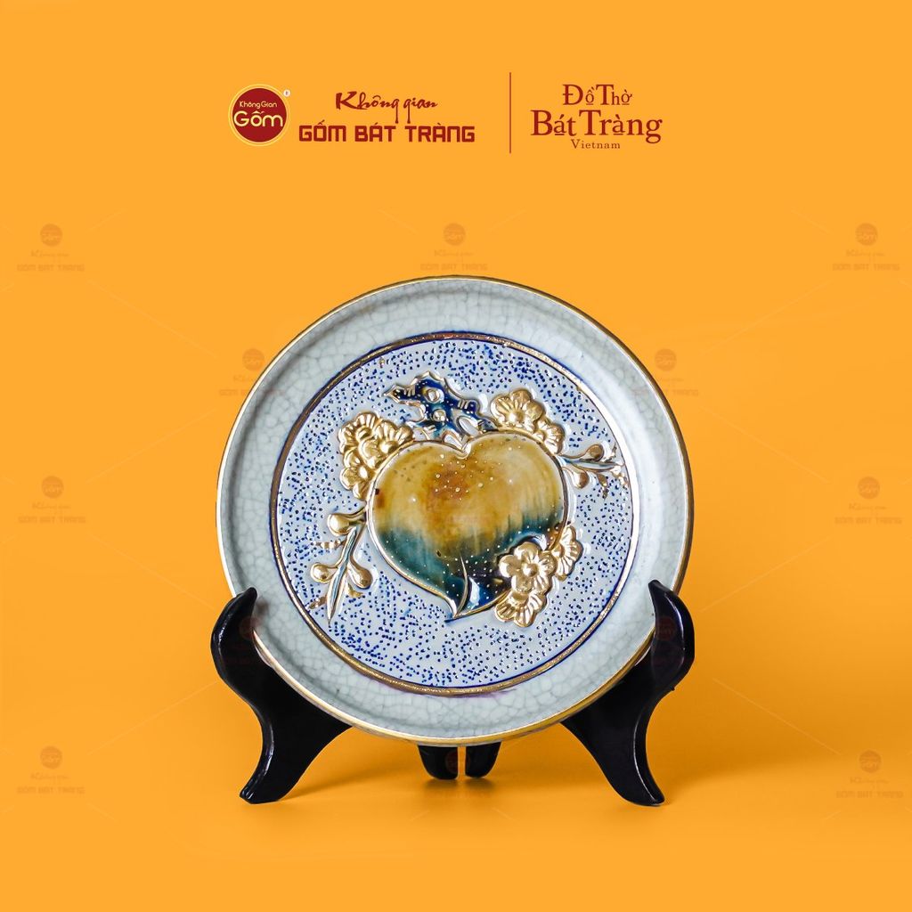 Bộ Ấm Chén Thờ Men Rạn Vẽ Vàng