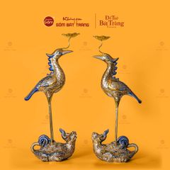 Hạc Thờ Men Rạn Vẽ Vàng (Chiếc)
