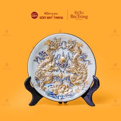 Mâm Bồng Long Phụng Trình Tường Men Rạn Vẽ Vàng