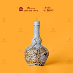 Nậm Rượu Thờ Kim Long Chầu Nhật Men Rạn Vẽ Vàng