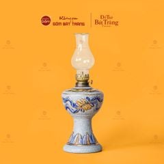 Đèn Dầu Thờ Cuốn Thư Men Rạn Vẽ Vàng