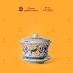 Bát Sâm Thờ Cuốn Thư Men Rạn Vẽ Vàng