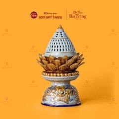 Đốt Trầm Hoa Sen Men Rạn Vẽ Vàng