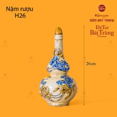 Nậm Rượu Men Hoàng Tộc Vẽ Vàng Họa Tiết Hoa Sen