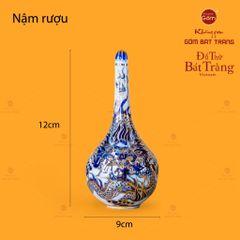 Nậm Rượu Thờ Men Lam Nổi Độc Long Vẽ Vàng