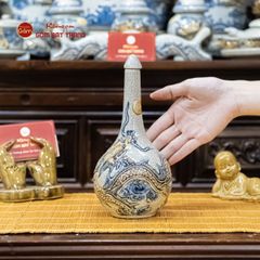 Nậm Rượu Thờ Men Rạn Họa Tiết Kim Long Chầu Nhật