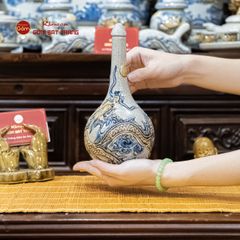 Nậm Rượu Thờ Men Rạn Họa Tiết Kim Long Chầu Nhật