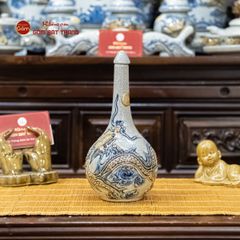 Nậm Rượu Thờ Men Rạn Họa Tiết Kim Long Chầu Nhật