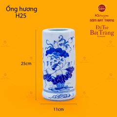 Ống Hương Men Lam Họa Tiết Hoa Sen