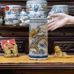 Ống Hương Men Rạn Họa Tiết Rồng Chầu Nhật
