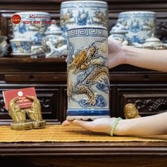Ống Hương Men Rạn Họa Tiết Rồng Chầu Nhật
