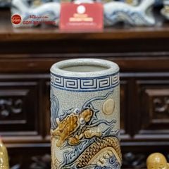 Ống Hương Men Rạn Họa Tiết Rồng Chầu Nhật