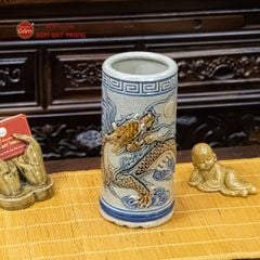 Ống Hương Men Rạn Họa Tiết Rồng Chầu Nhật