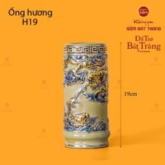 Ống Hương Thờ Men Hoàng Tộc Vẽ Vàng Họa Tiết Cá Chép Hóa Rồng