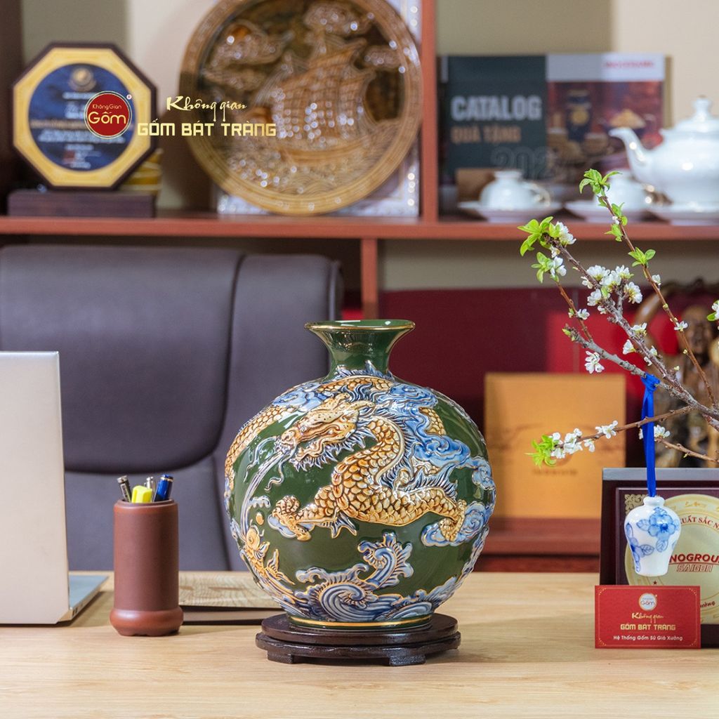 Quả Hút Lộc Đắp Nổi Vẽ Vàng Cá Chép Hóa Rồng