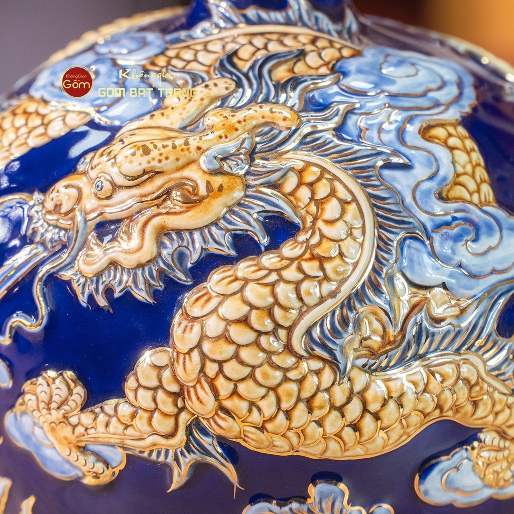 Quả Hút Lộc Đắp Nổi Vẽ Vàng Cá Chép Hóa Rồng
