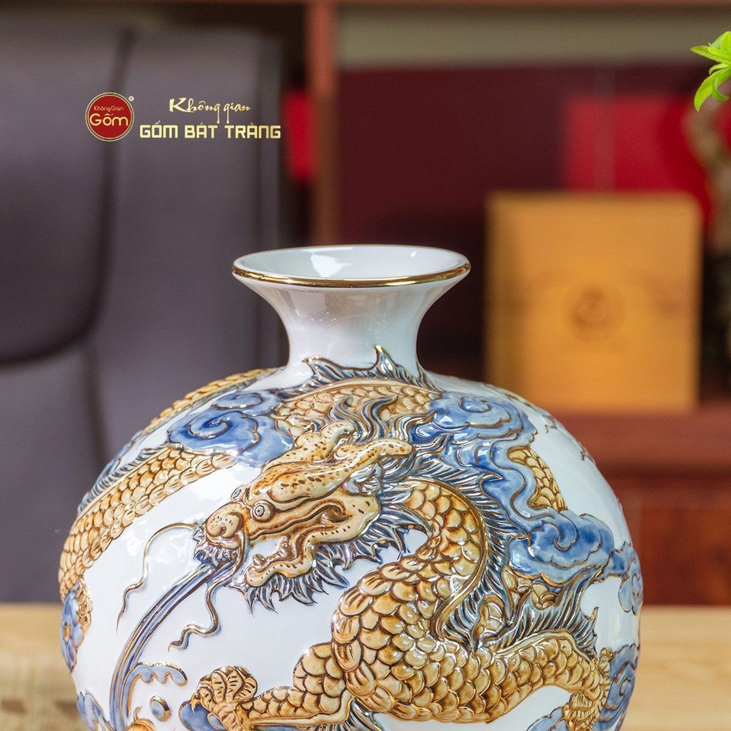Quả Hút Lộc Đắp Nổi Vẽ Vàng Cá Chép Hóa Rồng