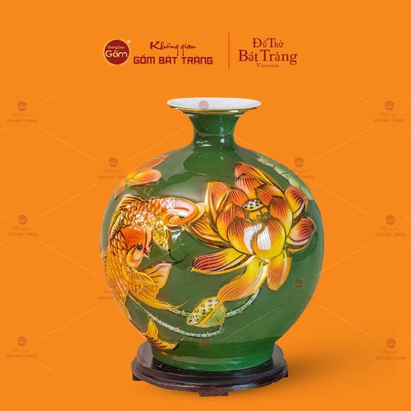 Quả Hút Lộc Chạm Nổi Vẽ Vàng Niên Niên Hữu Dư