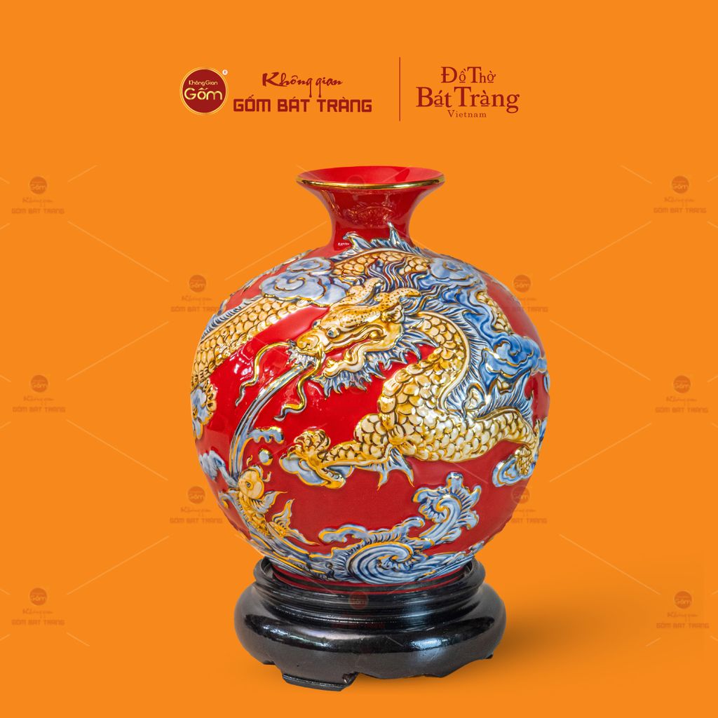 Quả Hút Lộc Đắp Nổi Vẽ Vàng Cá Chép Hóa Rồng