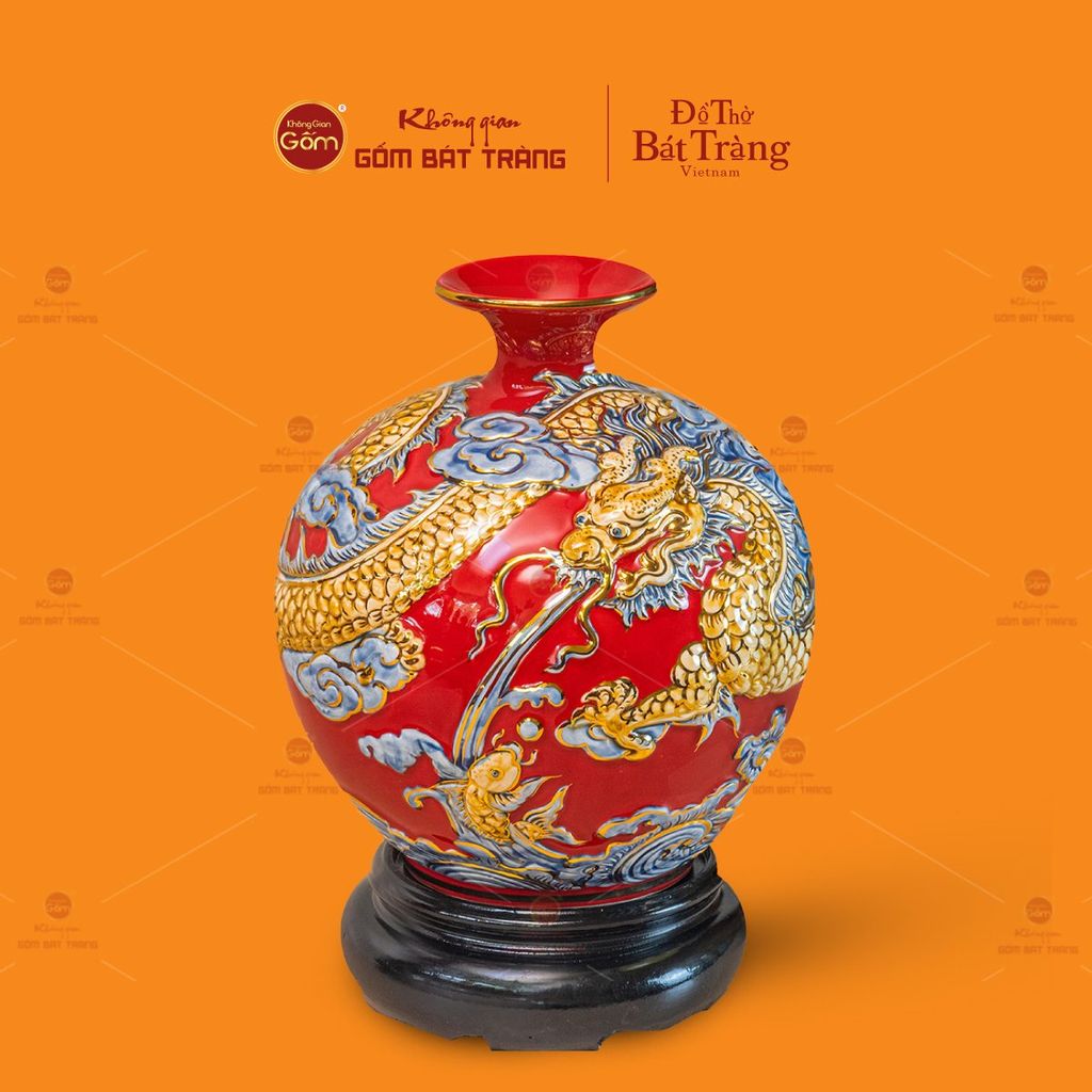 Quả Hút Lộc Đắp Nổi Vẽ Vàng Cá Chép Hóa Rồng