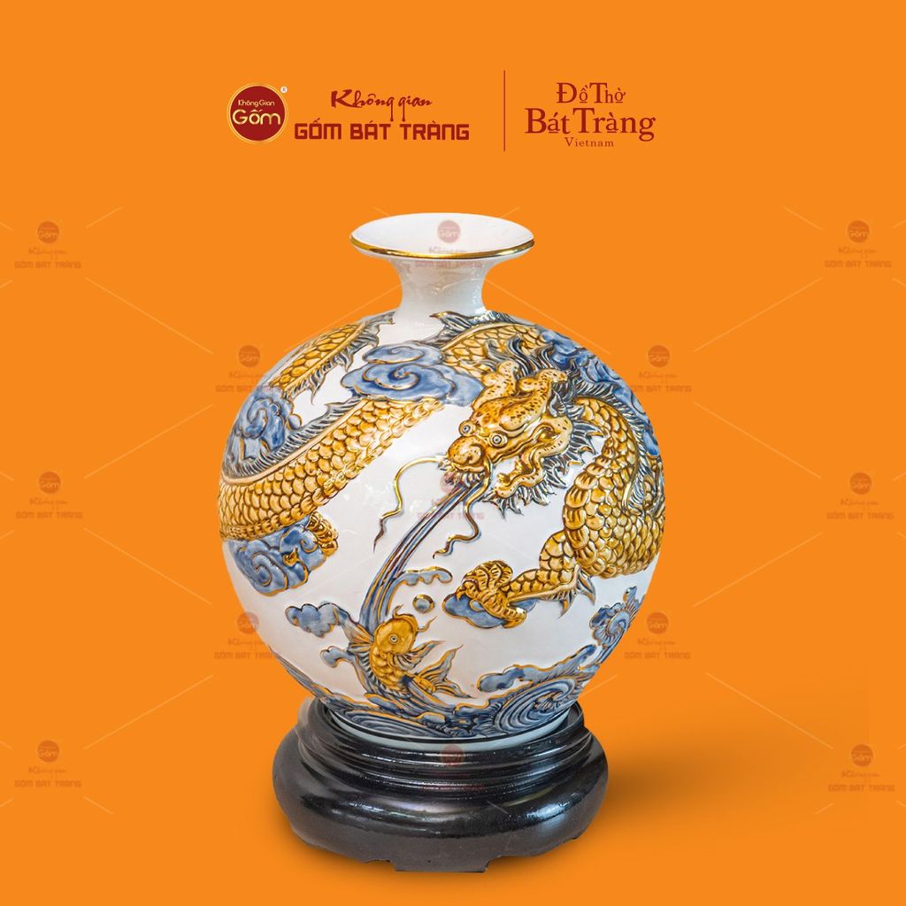 Quả Hút Lộc Đắp Nổi Vẽ Vàng Cá Chép Hóa Rồng