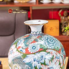 Quả Hút Lộc Men Trắng Vẽ Vàng Liên Ngư Cát Tường