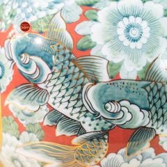 Quả Hút Lộc Men Trắng Vẽ Vàng Liên Ngư Cát Tường
