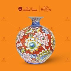 Quả Hút Lộc Men Đỏ Hoa Sen Vẽ Màu