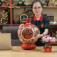 Quả Hút Lộc Men Đỏ Vẽ Vàng Phúc Lộc Thọ