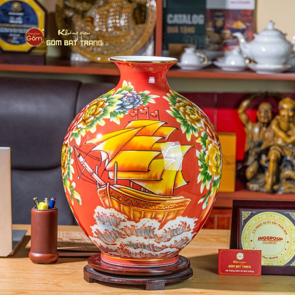 Quả Hút Lộc Men Đỏ Vẽ Vàng Thuận Buồm Xuôi Gió